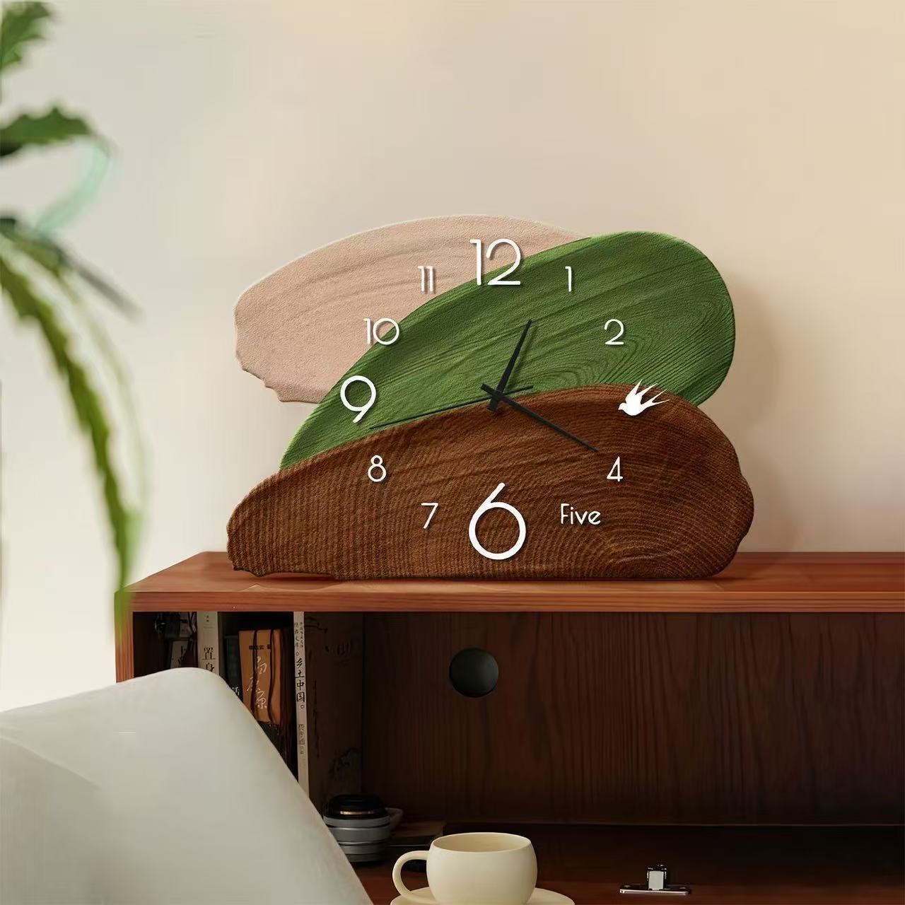Wall Clock Silent - Retro groene wand- en tafelklok, stille