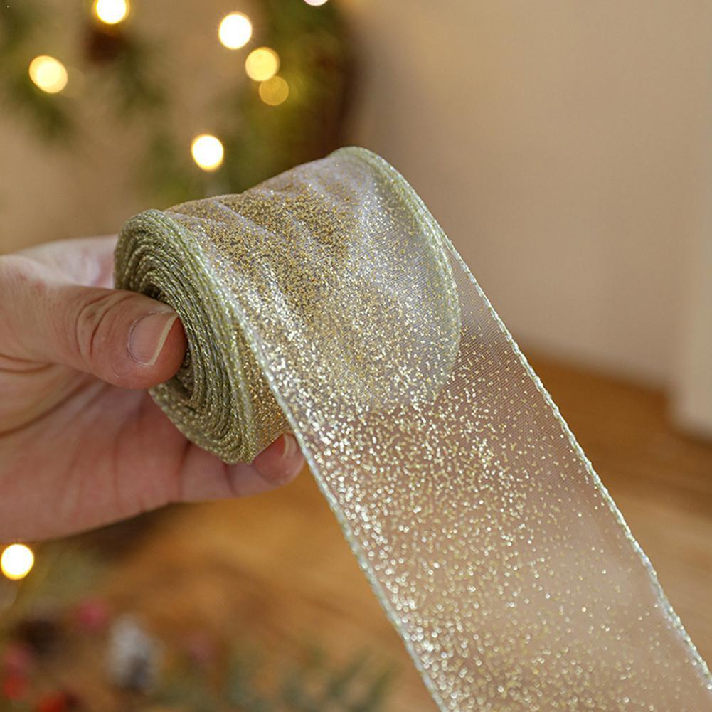 Home Decor Xmas Gifts - 2m 2027 Kerstlint Goud Zilver Champagne