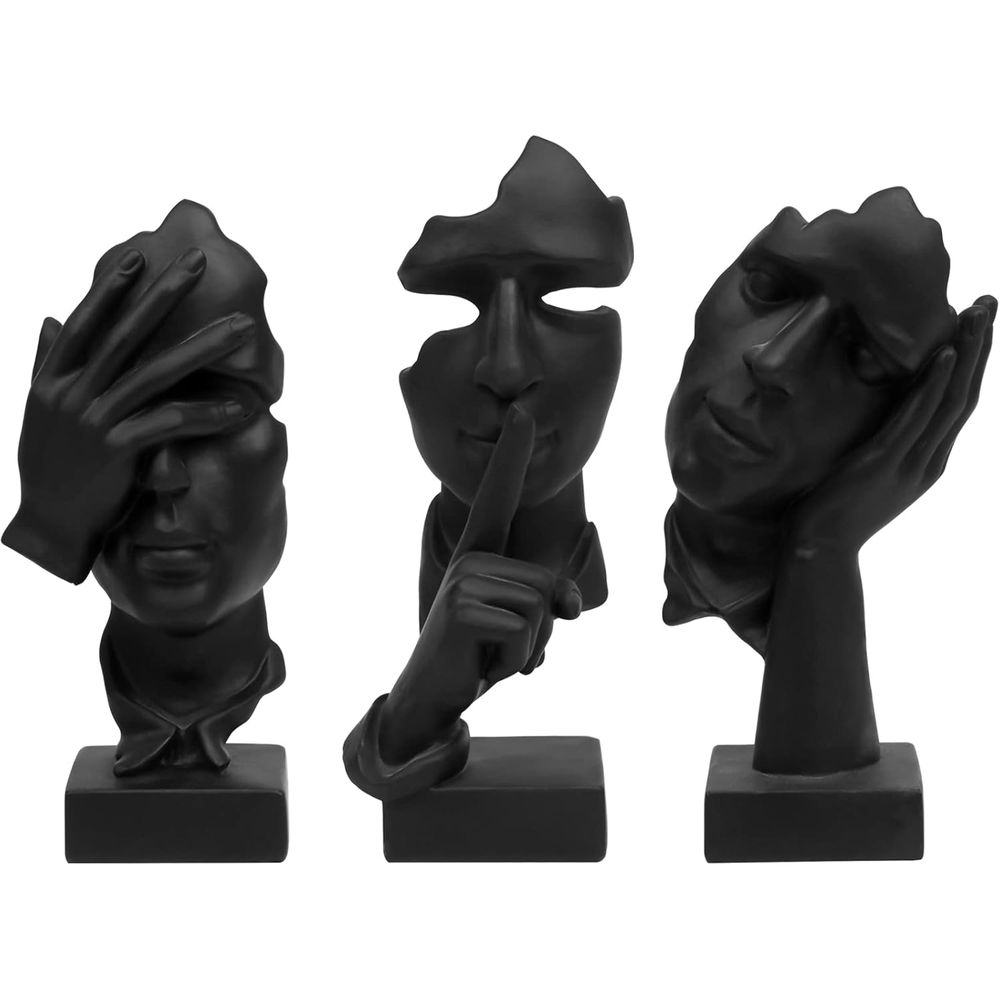 Abstract Sculpture Resin - 3 stuks Denker Beeldje, Stilte is