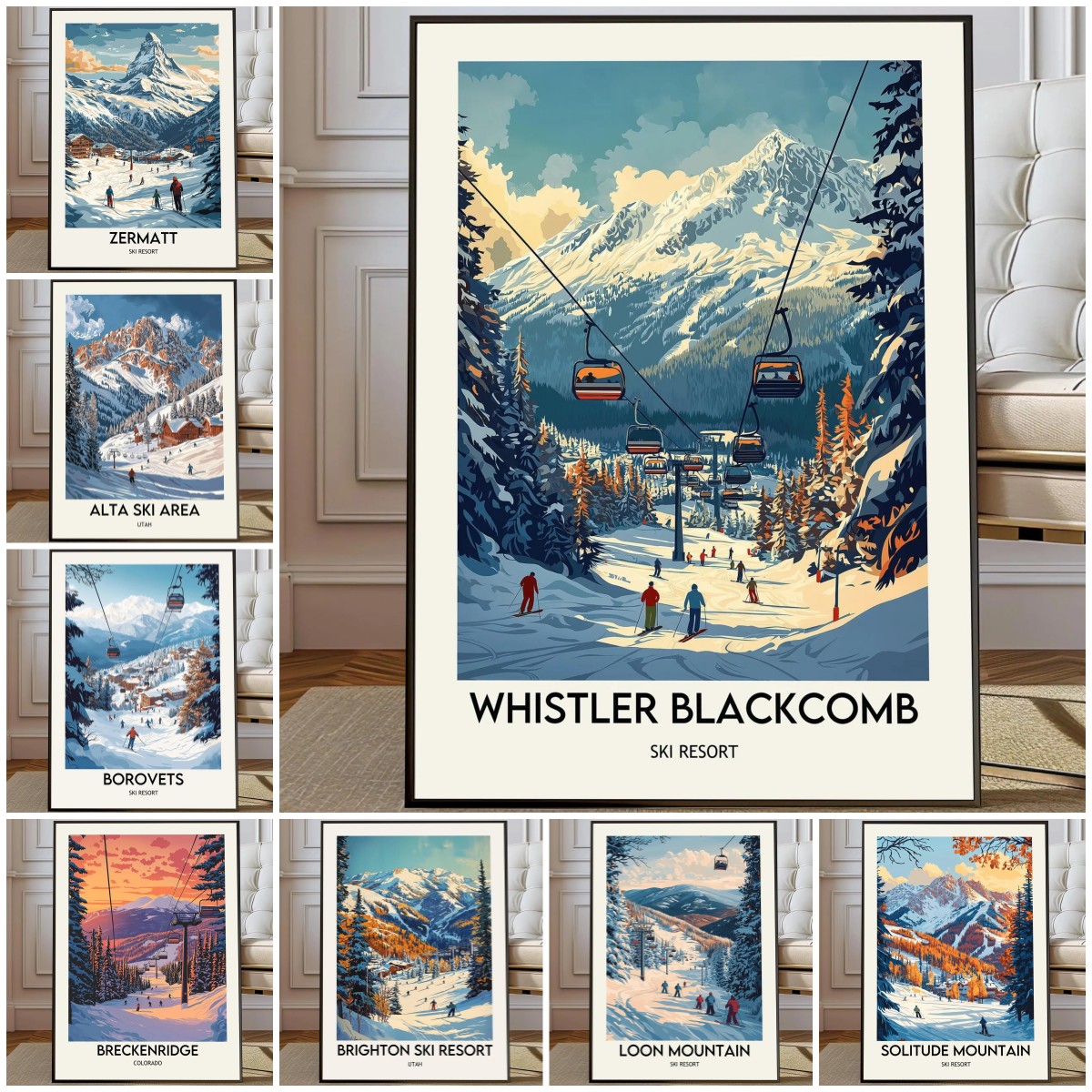Home Decor Canada - Ski Resort Poster Telluride Courchevel Whistler