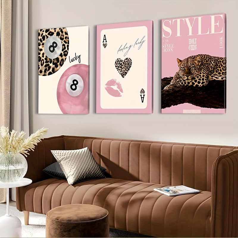 Home Decor Nz - 3 stuks luipaard- en cheetah-canvas wanddecoratie,