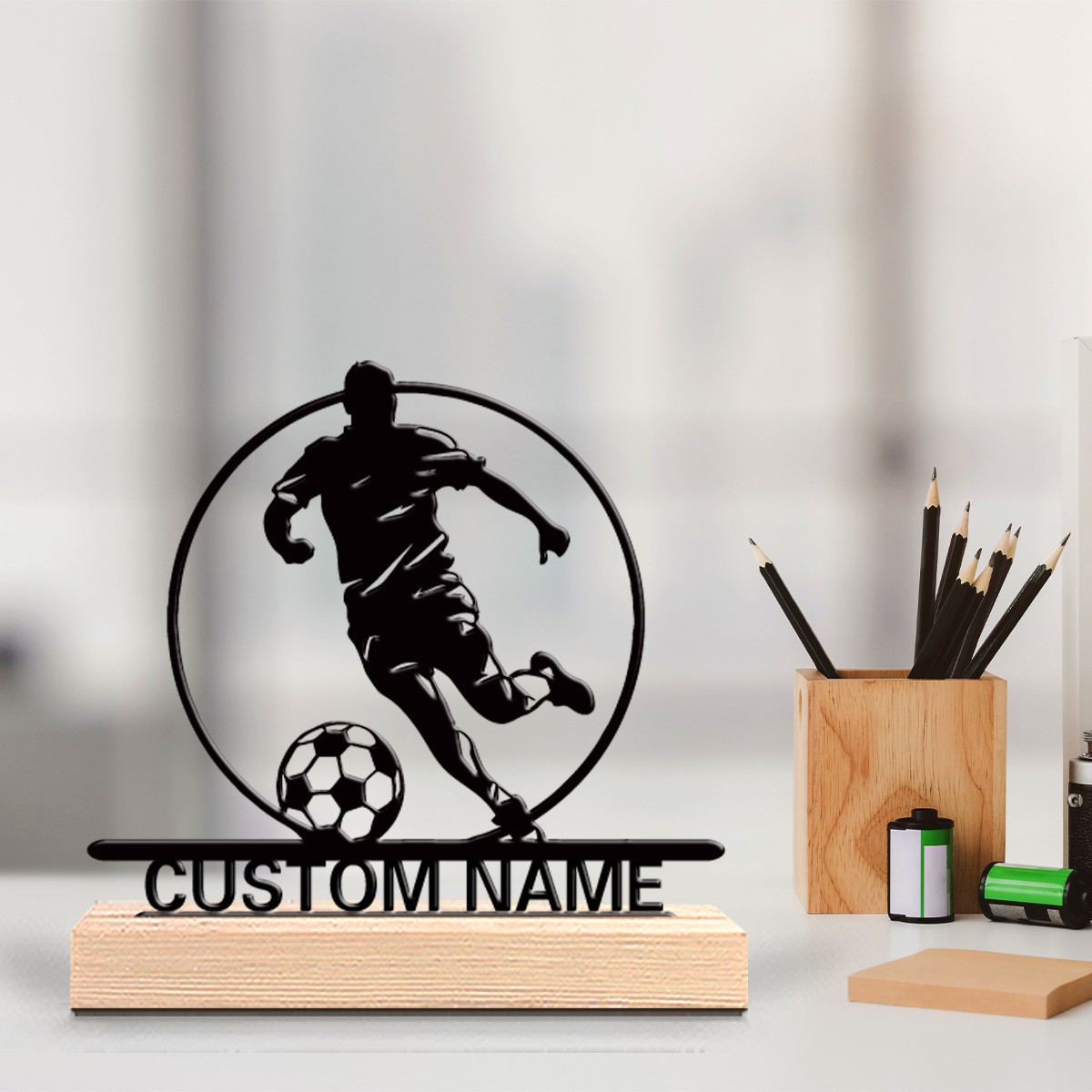Home Decor Nz - Aangepaste voetbalspeler metalen beeldje met naam,