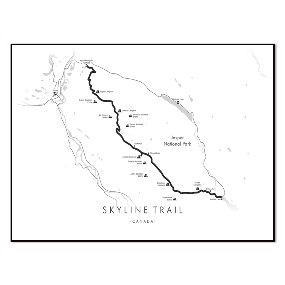 Home Decor Canada - Skyline Trail Map, Canada Wandelen Poster