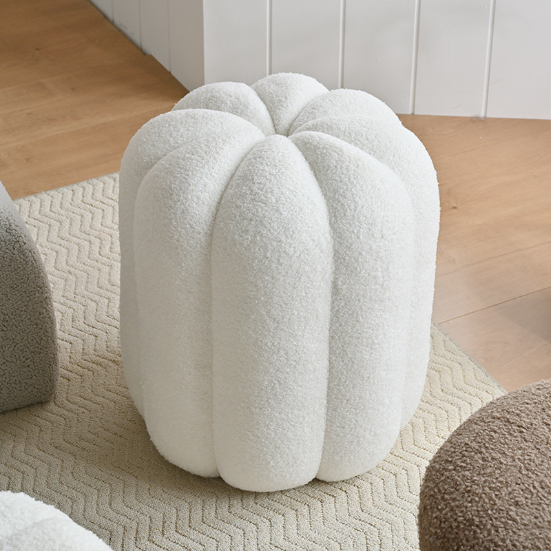 Home Decor Frames - Eenvoudige kaptafelkrukken Pompoenvorm Teddy Fluweel Massief