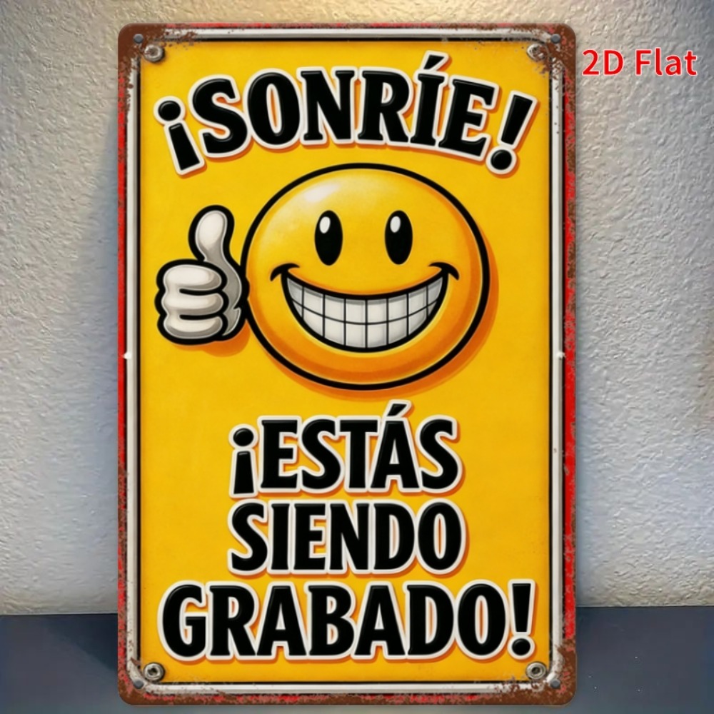 Home Decor Emoji - Tinbord - Glimlach, je wordt opgenomen
