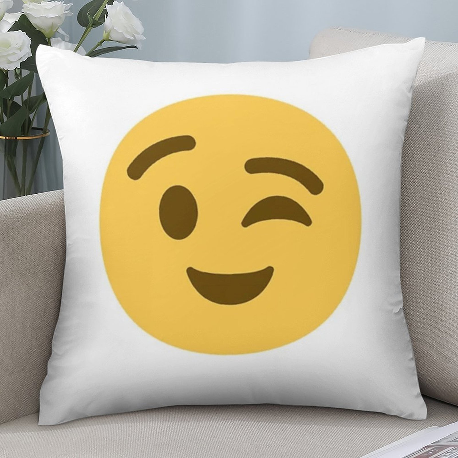 Home Decor Emoji - Leuke knipperende emoji kussensloop, gele smiley
