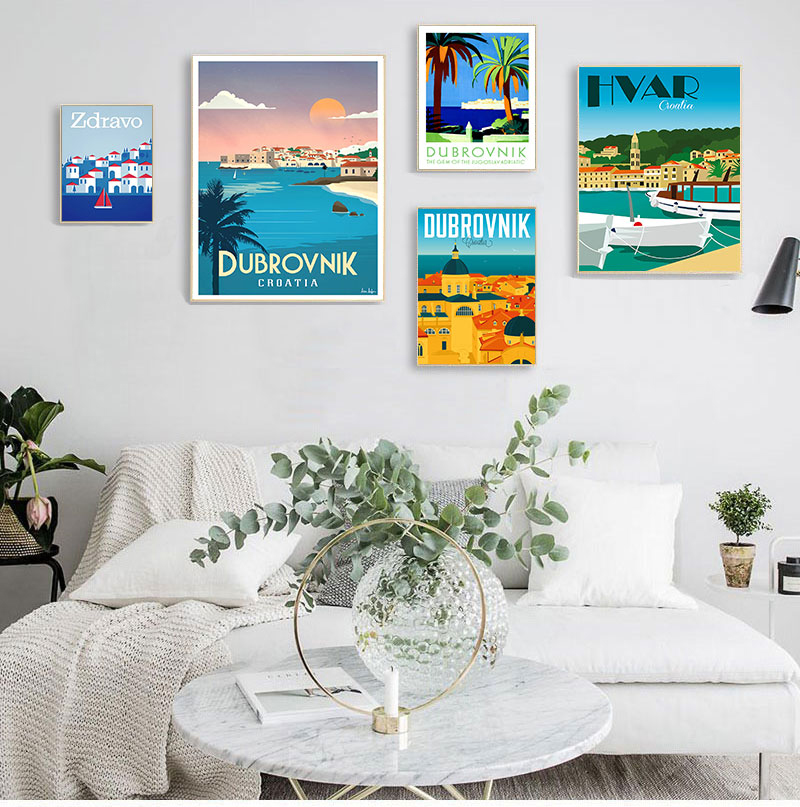 Home Decor Zagreb - Kroatië Zagreb Dubrovnik Vintage Reizen Poster