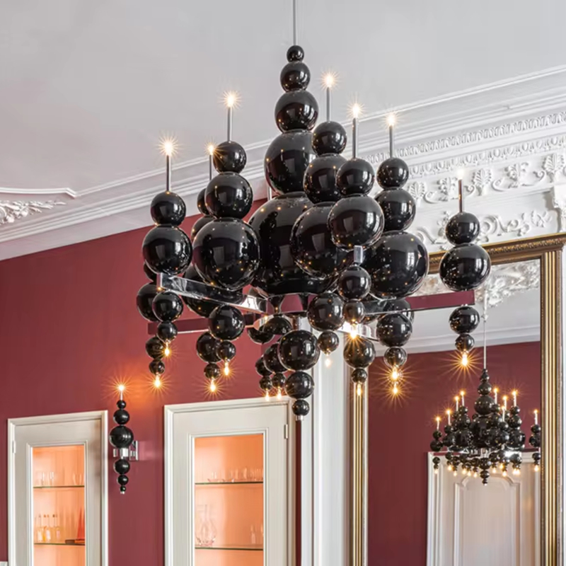 Hanging Moon Lamp - Luxe Woonkamer Zwarte Kroonluchter Ontwerper Tranen