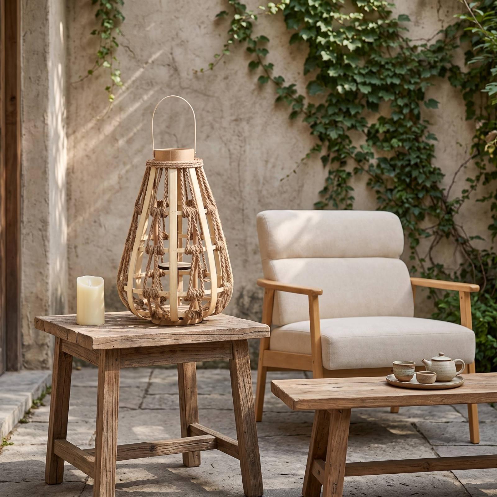 Natuurlijke houten touwlantaar - Home Decor Frames recensie en prijs