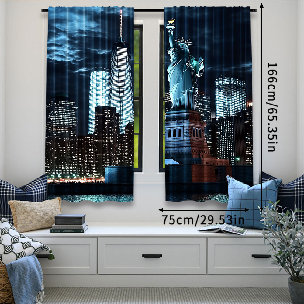 2 Stuks Vrijheidsbeeld Gordijn - Home Decor New York recensie en prijs