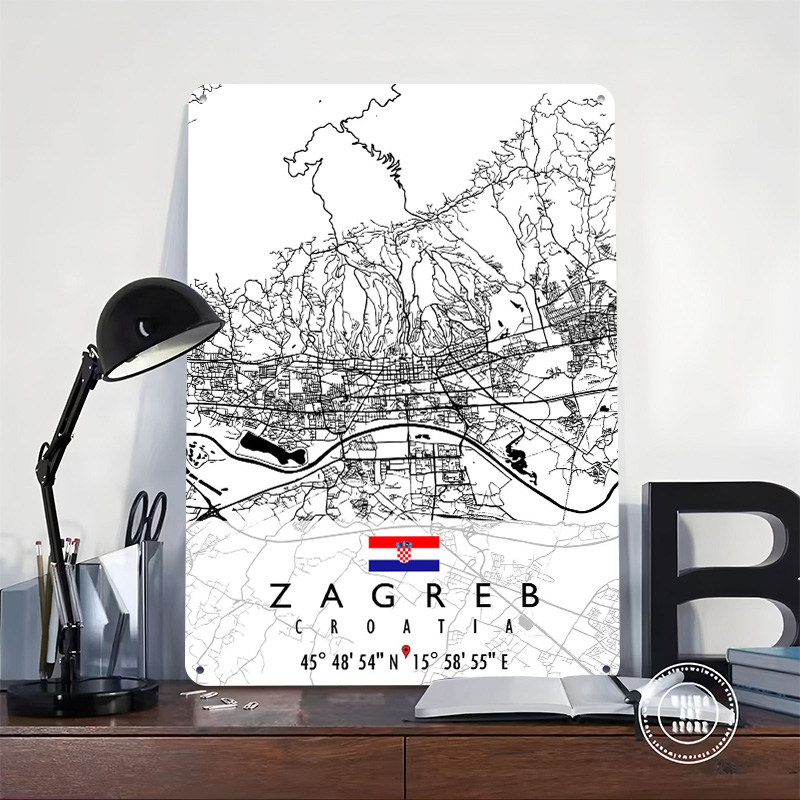 ZAGREB KAART KROATIË 3D Textuu - Home Decor Zagreb recensie en prijs
