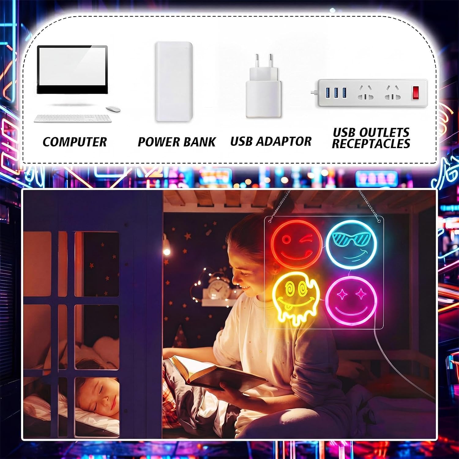 Schattig Smiley Face LED Neonb - Home Decor Emoji recensie en prijs